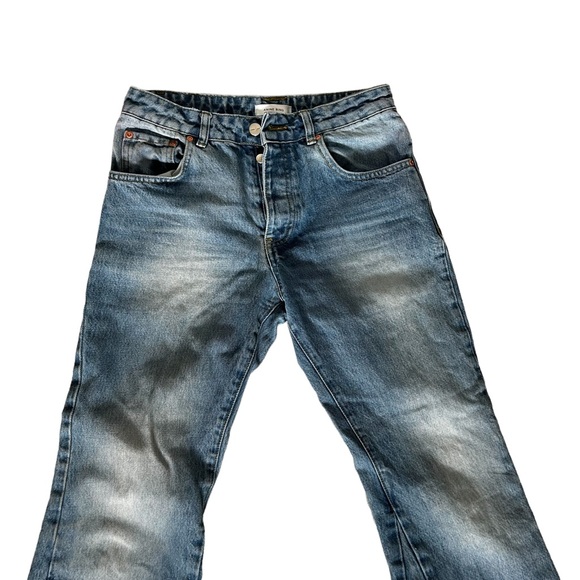 Anine Bing Sz 27 Stella Jeans Cropped Flare Raw Hem Fading Light Blue - Picture 3 of 11